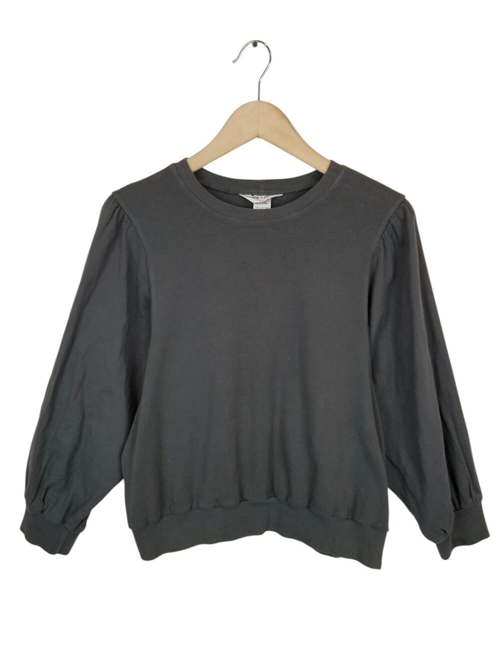 Hard Tail Women's Gray Crew Neck Jersey Knit Puff Long Sleeve Top Size XL